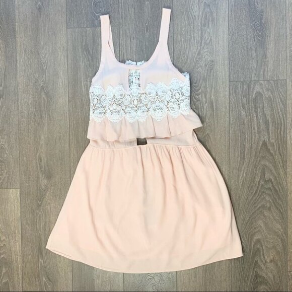 For Love and Lemons Sienna Mini Dress Keyhole Lace Dusty Rose Pink Size Small - Picture 4 of 16